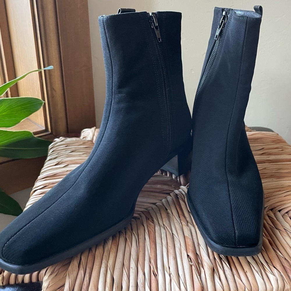Stuart Weitzman Gore-Tex Black Square Toe Booties